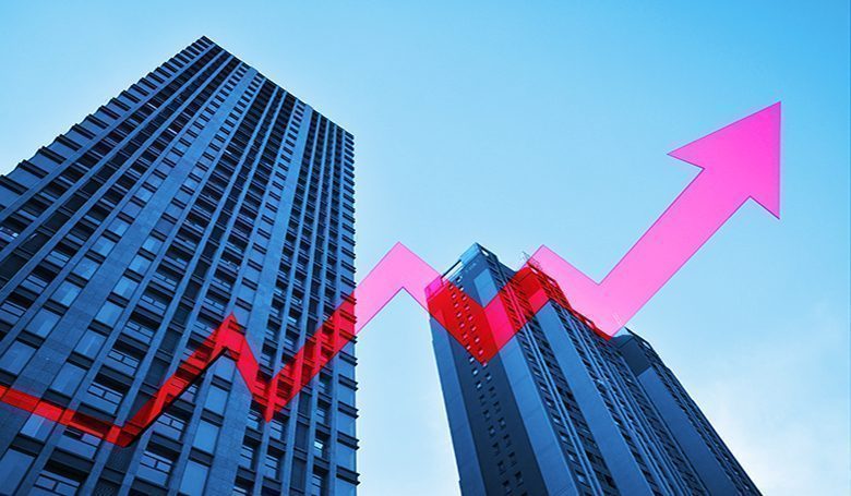 This picture shows the city financial and economic, real estate industry, the property market boom, economic growth